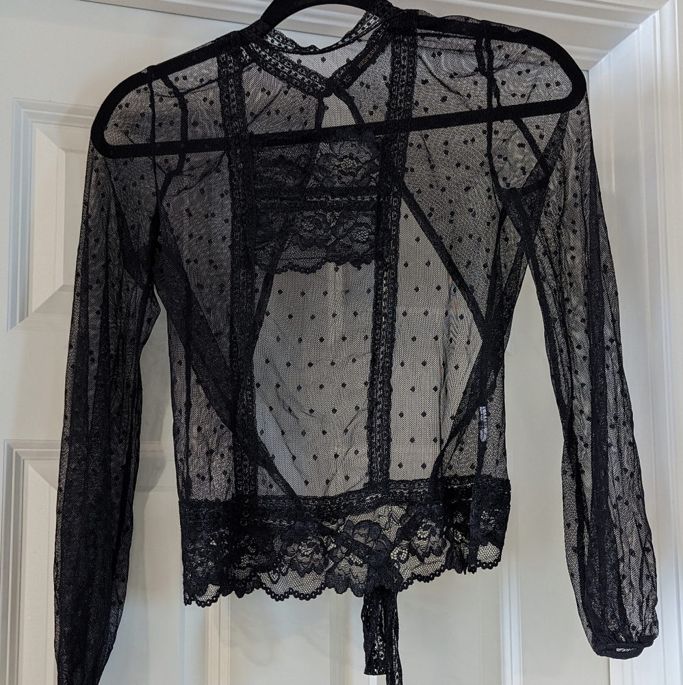 Sheer open back lace top